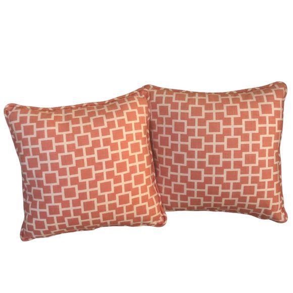 PAIR of DOWN Modern Double-Sided Throw Pillows and Zipper Closure Geometrical - Picture 1 of 7